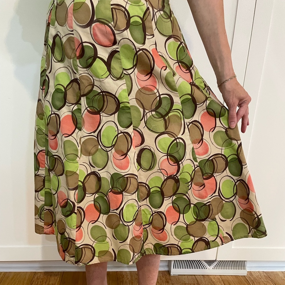 Allison Taylor cotton gored full skirt in retro 50s style print,  cool and fun